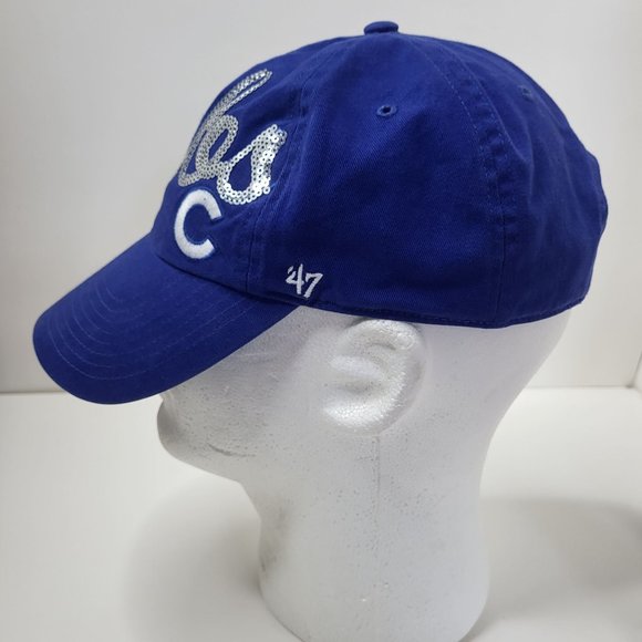 MLB Genuine Merchandise 47 Brand Women’s Cap With Cubs In Silver Sequins Hat - Picture 3 of 12